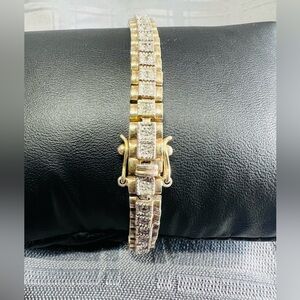 COPY - Vintage 7.5"  Lab Created Moissanite Round Cut Diamond Tennis Bracelet.